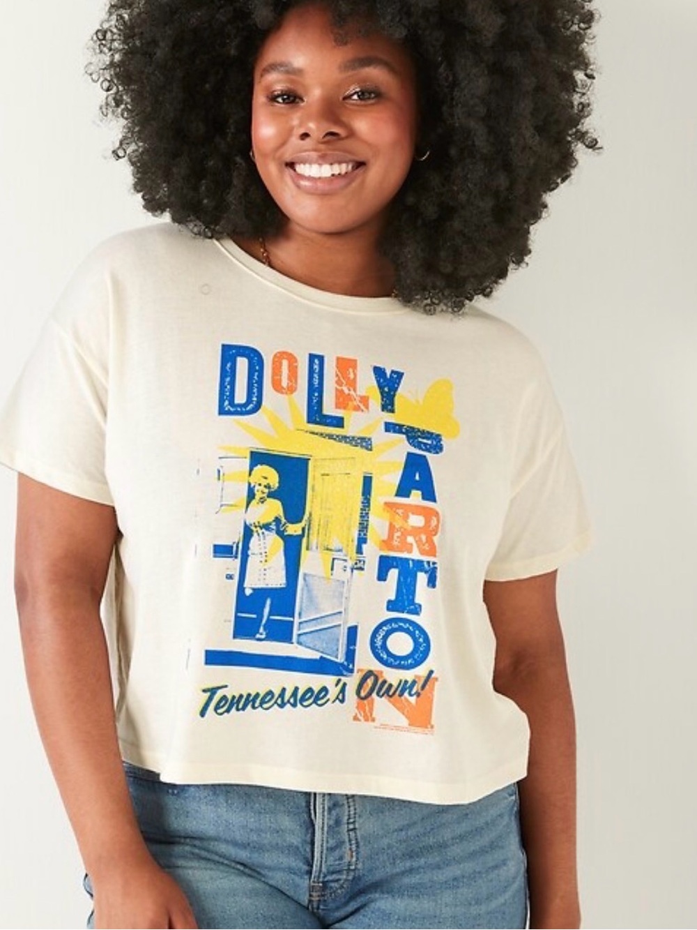 Old Navy Cropped T-Shirt Dolly Parton Graphic Tee XS Brand New Comfortable READ